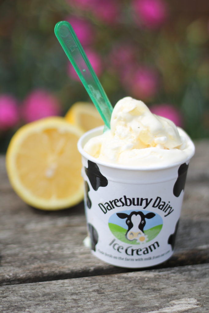 A tub of lemon meringue ice cream
